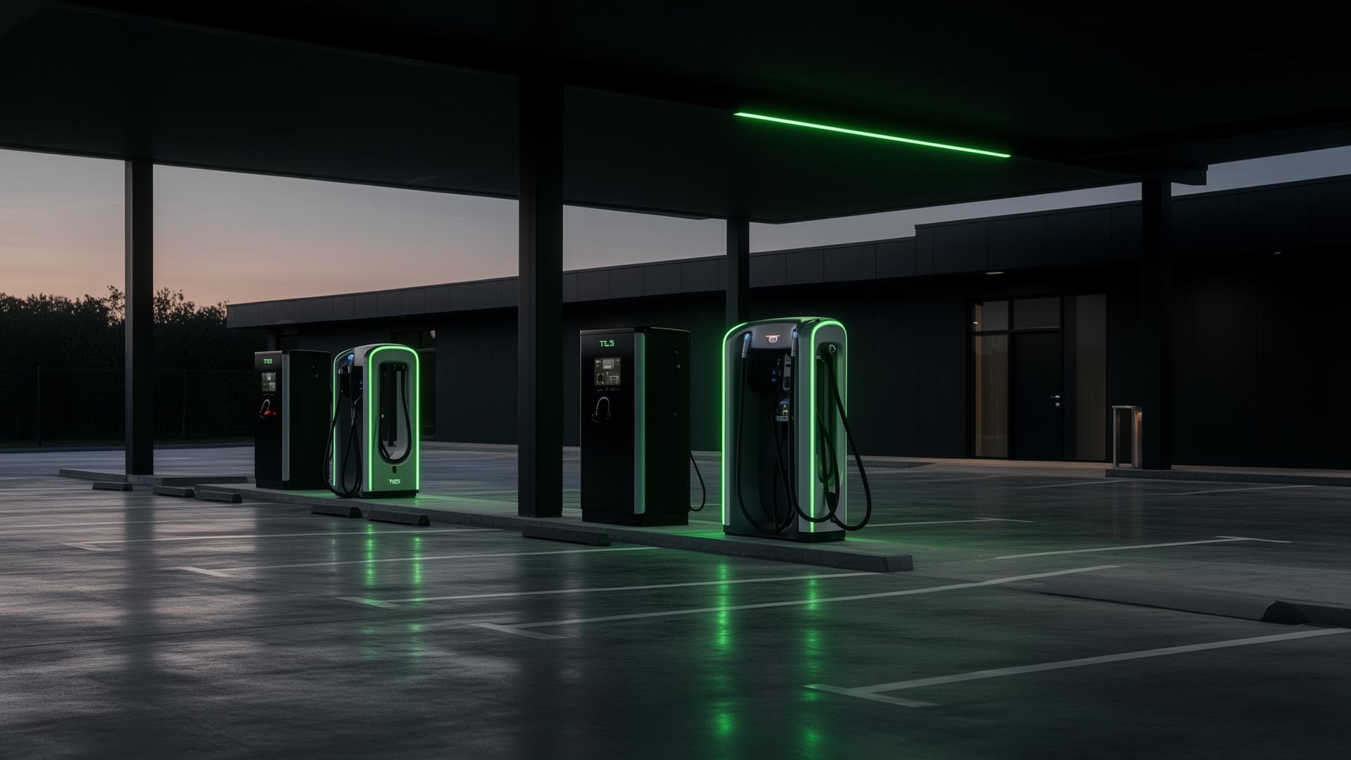 EV charging stations in a commercial lot
